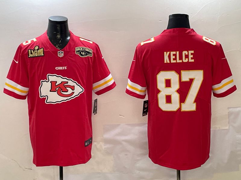 Men Kansas City Chiefs #87 Kelce Red Nike Team Logo 2025 NFL Jersey style 3